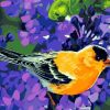 Yellow Bird with Purple Flowers Paint By Numbers