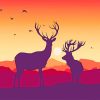 Deer Antlers Sunset Paint By Numbers