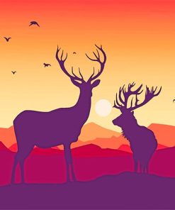 Deer Antlers Sunset Paint By Numbers