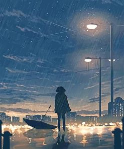 Rainy Day Sad Girl Anime Paint By Numbers