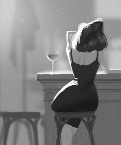 Lonely Woman and Wine Paint By Numbers