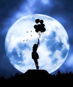 Girl and Balloons Silhouette Paint By Numbers