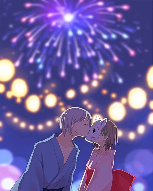 finalizing the Hotarubi No Mori E Anime paint by numbers artwork