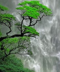 Waterfalls and Trees Paint By Numbers