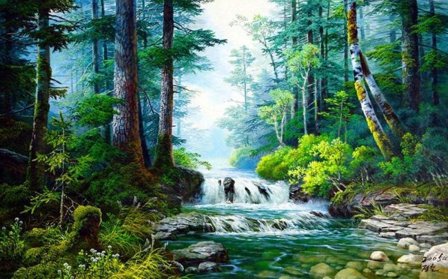 Fantasy Forest Waterfall Paint By Numbers