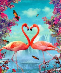 Flamingo Heart Birds Paint By Numbers