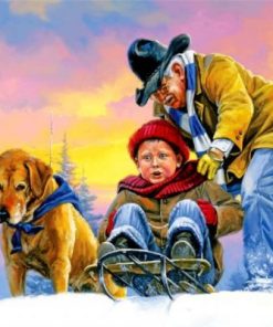 Grandfather And Grandson Winter Paint By Numbers