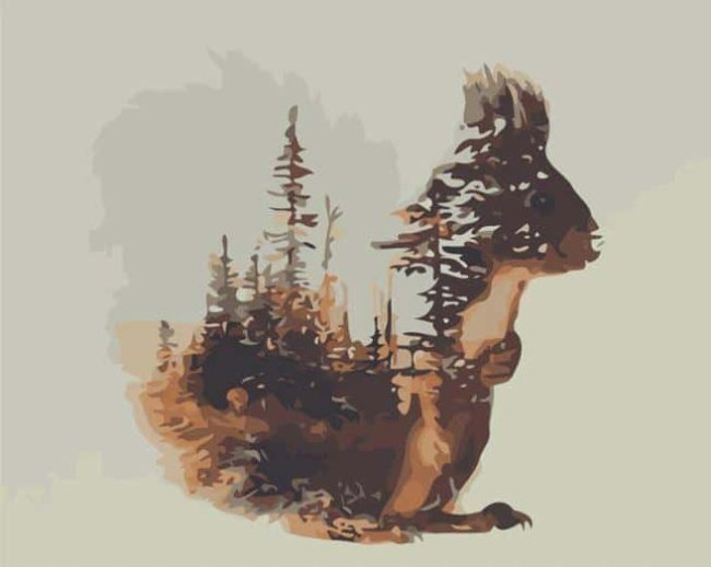 Double Exposure Squirrel Animals Paint By Numbers