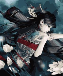 Japanese Girl with Tattoo Paint By Numbers