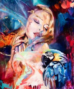 Fantastic Woman Parrots Paint By Numbers