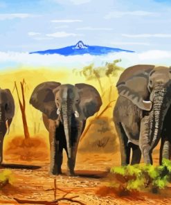 Three Elephants Safari Paint By Numbers