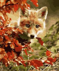 Fox and Red Maple Leaf Paint By Numbers