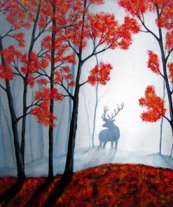 Red Forest Landscape Paint By Numbers