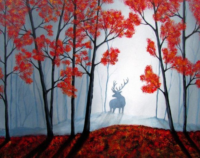 Red Forest Landscape Paint By Numbers