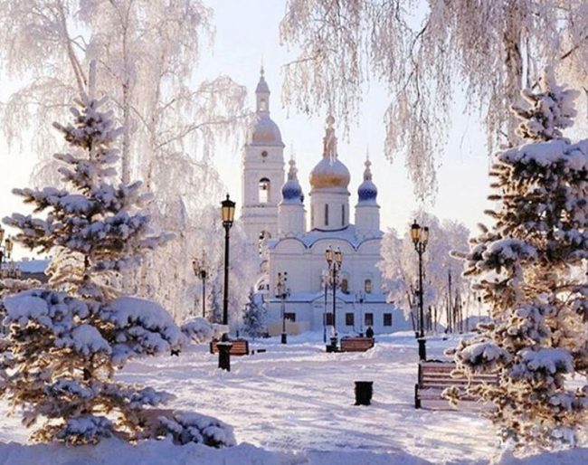 Snowy Palace Morning Scene Paint By Numbers