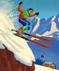 Retro Skier Adventures Paint By Numbers