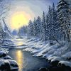 Snowy Mountain Night Paint By Numbers