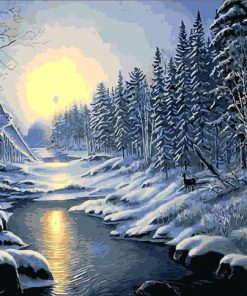 Snowy Mountain Night Paint By Numbers