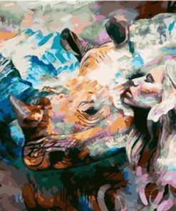 Rhino and Woman Art Paint By Numbers