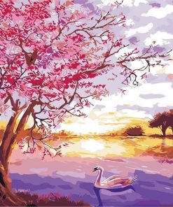 Cherry Blossom Landscape Paint By Numbers
