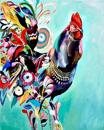Finalizing Colorful Rooster Birds artwork