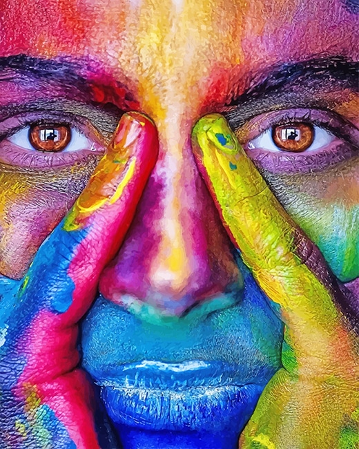 finalizing the Colorful Woman Face artwork