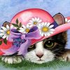 Cat Wearing Flower Hat Paint By Numbers