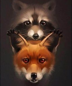 Charming Fox and Raccoon Paint By Numbers