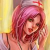 Nurse Woman Pink Hair Paint By Numbers