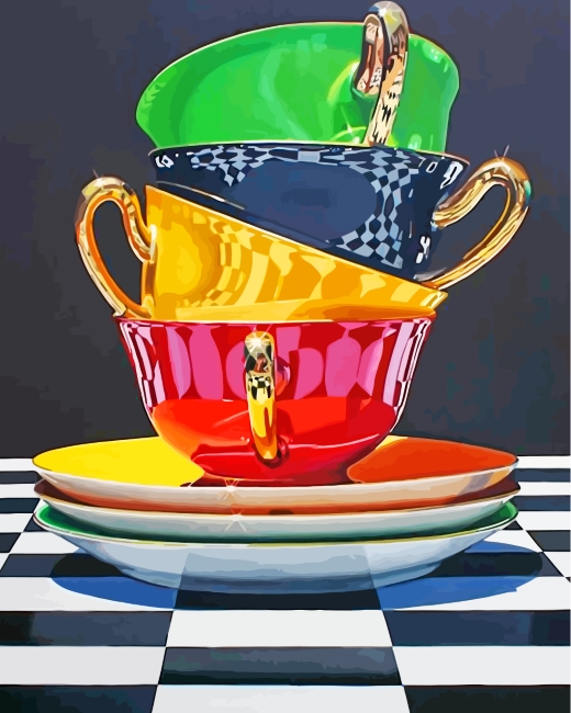 Completed Aesthetic Teacups artwork