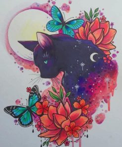 Floral Cat Art Paint By Numbers