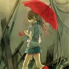 Anime Girl Red Umbrella Paint By Numbers
