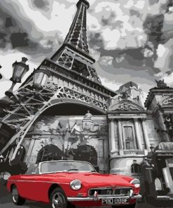 Paris Red Muscle Car Paint By Numbers