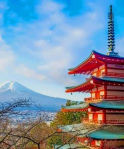Scenic Arakurayama Sengen Temple Paint By Numbers