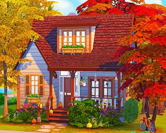 Finalizing Autumn Cottage Paint By Numbers artwork
