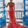 Red Gown Girl Paint By Numbers