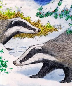 Snowy Badgers Paint By Numbers