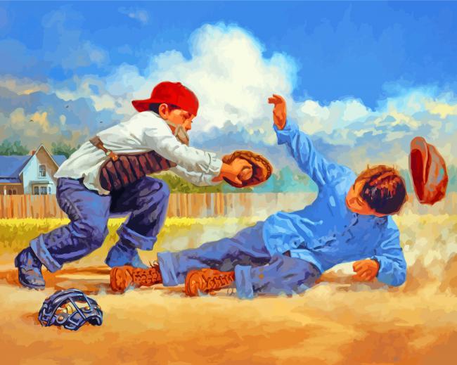 Finalizing the Baseball Player Gloves Paint By Numbers artwork