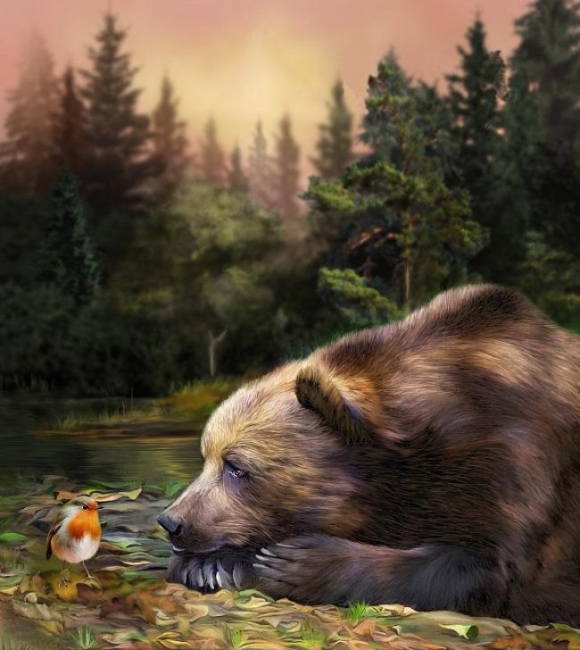 Bear and Sparrow Animal Art Paint By Numbers