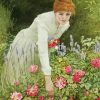Woman Collecting Vintage Flowers Paint By Numbers