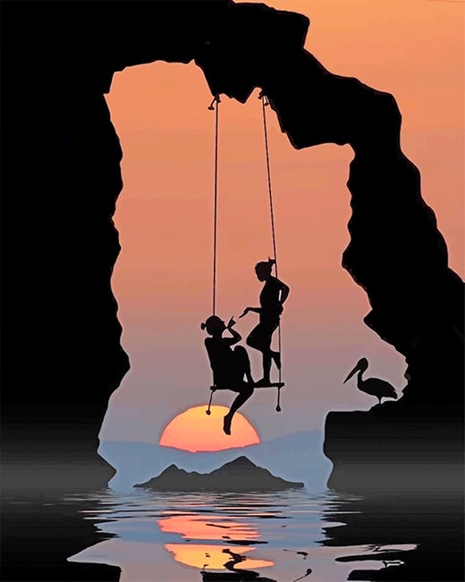 Finalizing the Best Friends at Sunset painting