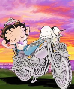 Motocross Betty Boop Motorbike Paint By Numbers