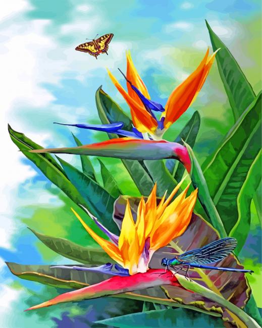 Finalizing Bird of Paradise Flower painting