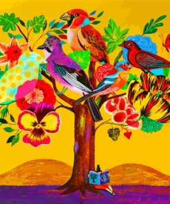 Colorful Birds and Flowers Paint By Numbers