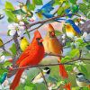 Bluebirds and Cardinals Paint By Numbers
