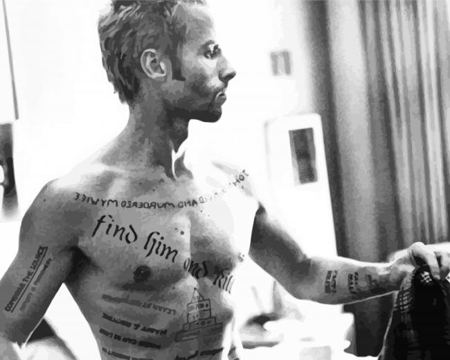 completed Black and White Memento movie character painting by numbers