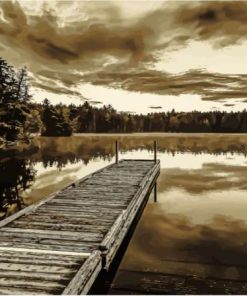 Moosehead Lake Black White Landscape Paint By Numbers