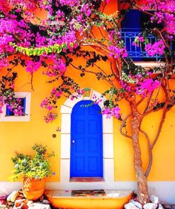 Greek Blue Doors Landscape Paint By Numbers