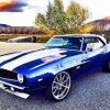 Blue Camaro Muscle Car Paint By Numbers