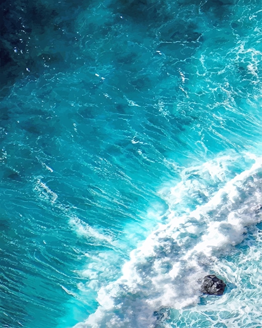 Finalized Blue Seascape Waves Paint By Numbers artwork